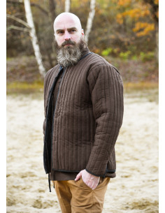 Gambison médiéval en coton matelassé, couleur marron 2
