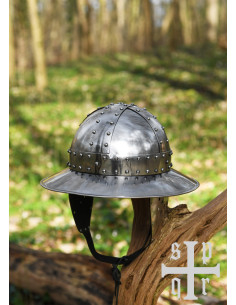 Casque médiéval Kettle du XIVe siècle en acier (1,6 mm.) 2