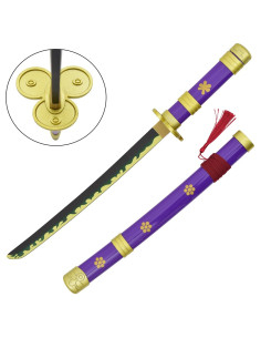 Katana violette en bambou miniature Enma noire de Zoro -...