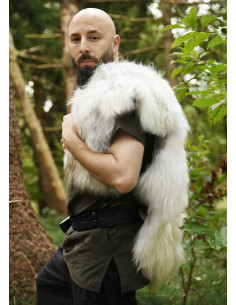 Cape en cuir naturel, modèle Berserker, couleur blanc... 2