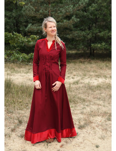 Robe médiévale longue modèle Meira, couleur rouge