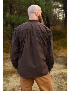 Chemise médiévale en coton modèle Ludwig, couleur marron 2