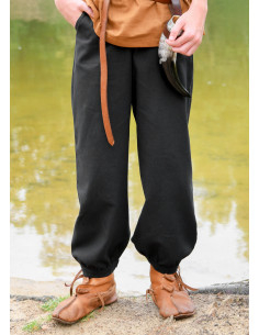 Pantalons médiévaux pour enfants modèle Thore, couleur noire