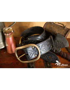 Ceinture Noble Renaissance en cuir - Noir