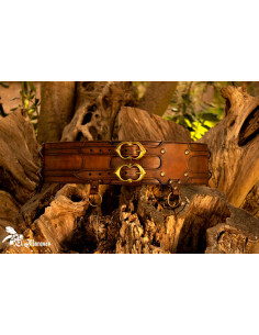 Ceinture tactique médiévale double en cuir - Marron