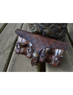 Sac en cuir pour 4 potions magiques - Marron