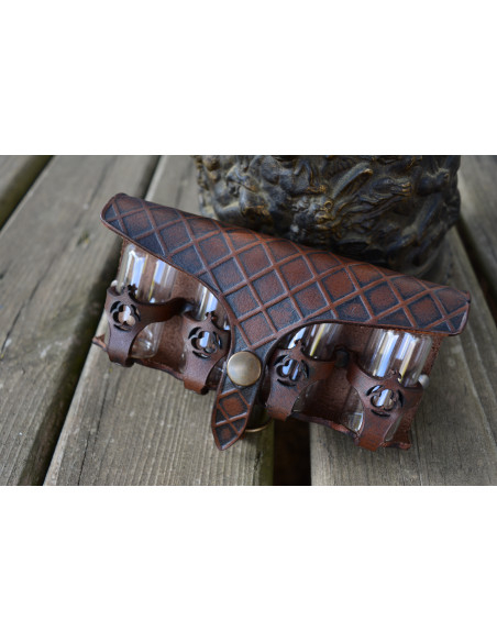 Sac en cuir pour 4 potions magiques -...