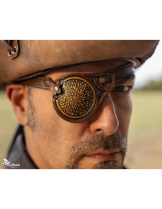 Parche Oculaire SteamPunk en cuir marron