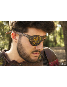 Parche Oculaire Viking Odin en cuir marron