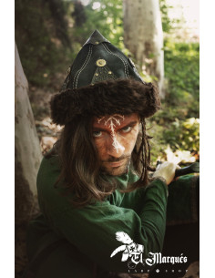 Chapeau Viking en laine et cuir