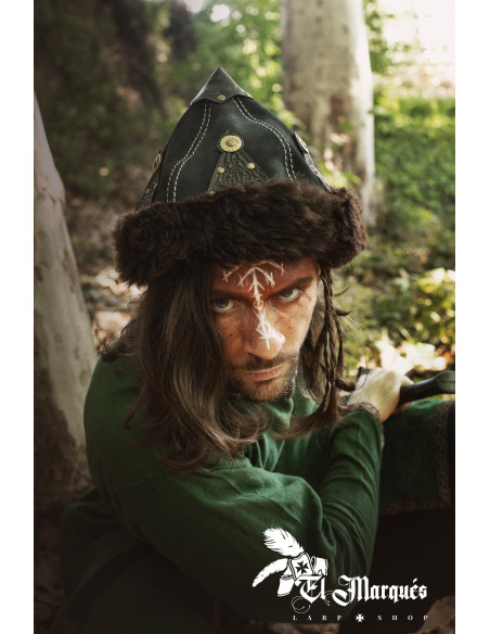 Chapeau Viking en laine et cuir