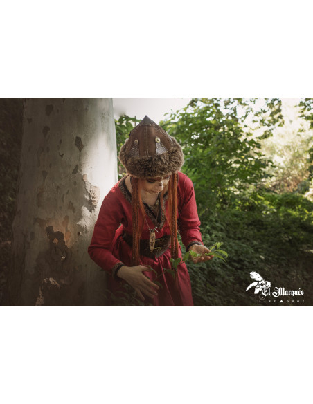 Chapeau Viking en laine et cuir