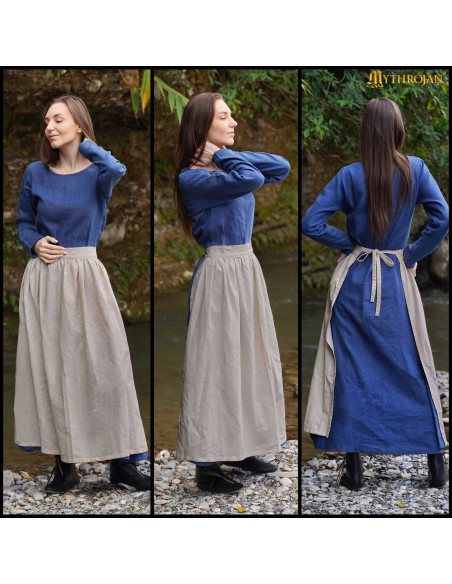 Tablier médiéval de paysanne en lin