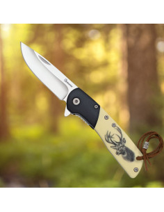 Couteau Cerf Albainox, bois noir ABS (16,20 cm.)