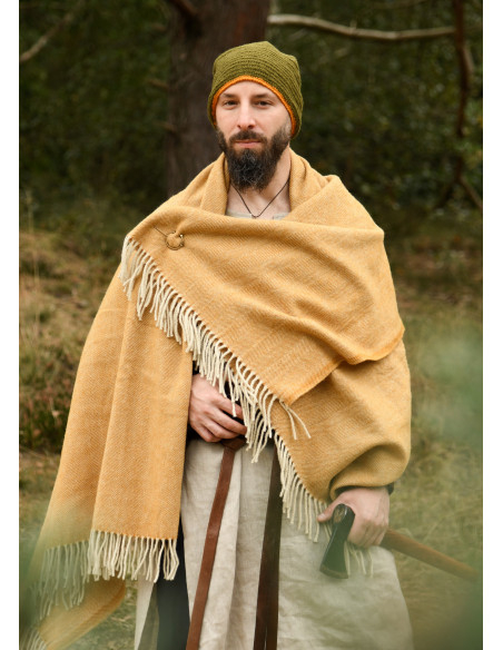 Bonnet en laine au crochet, vert-jaune