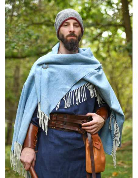 Bonnet en laine au crochet, gris-rouge