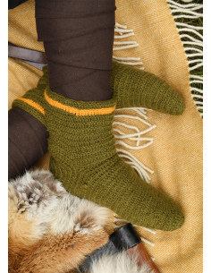 Chaussettes en laine Crochet, vert-jaune 2