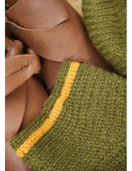 Chaussettes en laine Crochet, vert-jaune