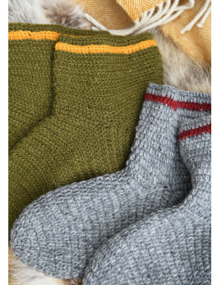 Chaussettes en laine Crochet, vert-jaune