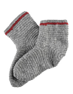 Chaussettes en laine Crochet, gris-rouge