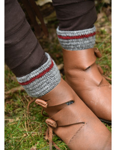 Chaussettes en laine Crochet, gris-rouge 2