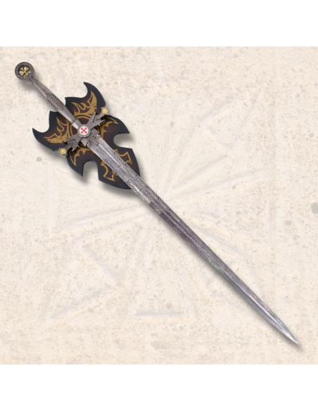 Épée templière avec support mural...