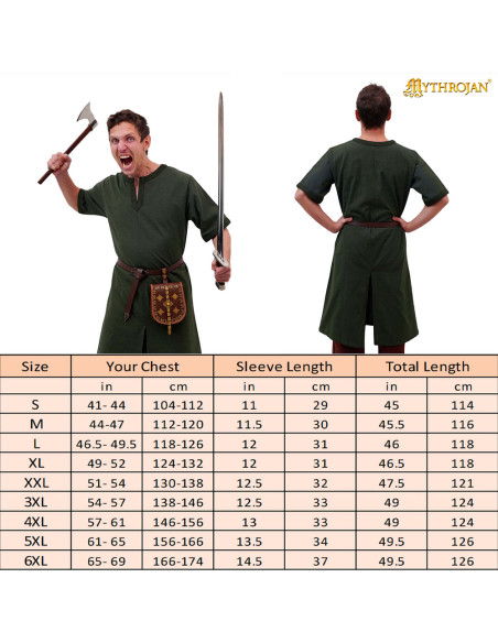 Tunique médiévale en coton pour homme...