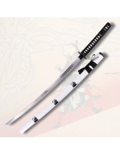 Katana décorative gaine blanche décorée Cygne (103,5 cm.)