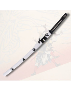 Katana décorative gaine blanche décorée Cygne (103,5 cm.) 2