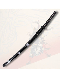 Katana fonctionnelle avec fourreau noir décoré de cygnes... 2