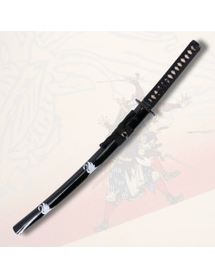 Wakizashi fonctionnel gaine noire décorée Cygne (103,5 cm.) 2