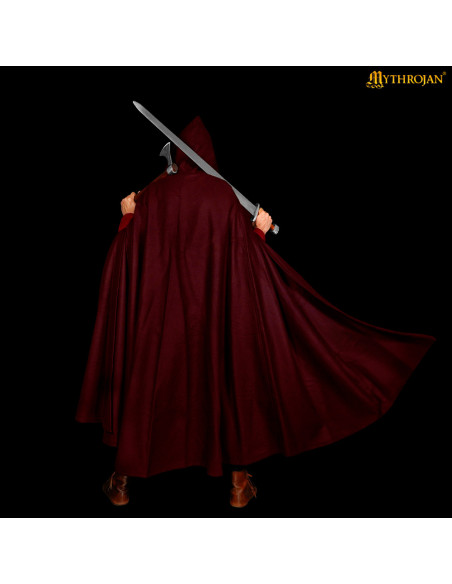 Cape médiévale en laine avec capuche...