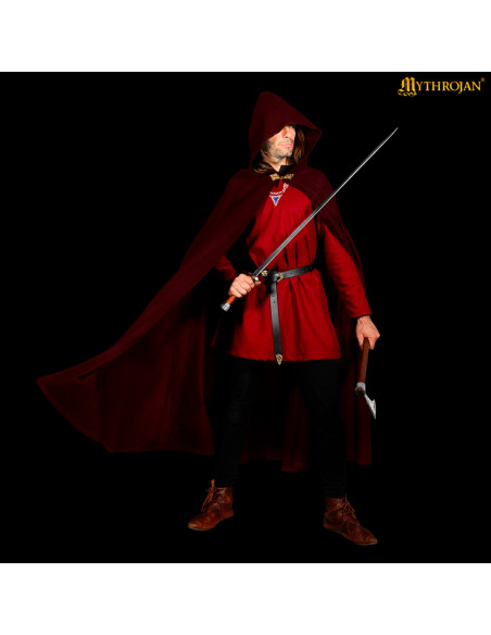 Cape médiévale en laine avec capuche...