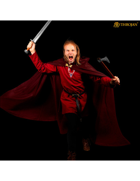 Cape médiévale en laine avec capuche...