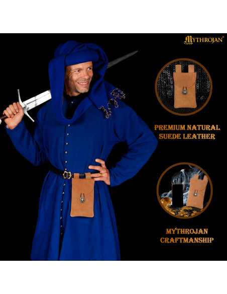 Sac médiéval pour ceinture en daim,...