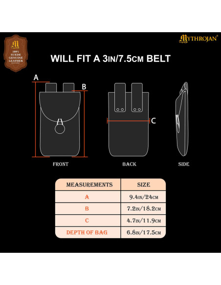 Sac médiéval pour ceinture en daim,...