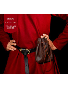 Pochette médiévale mendiante, couleur marron 2