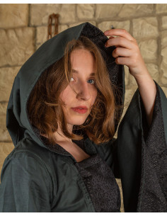 Robe médiévale Ophelia en vert-noir 2