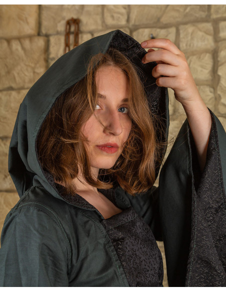 Robe médiévale Ophelia en vert-noir