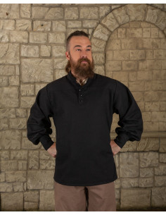Chemise Médiévale Bartold en couleur noire