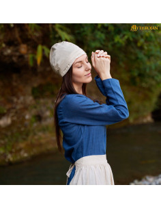 Gorro médiéval en lin et coton modèle Birgita, couleur... 2