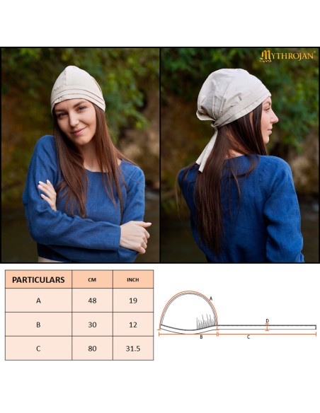 Gorro médiéval en lin et coton modèle...