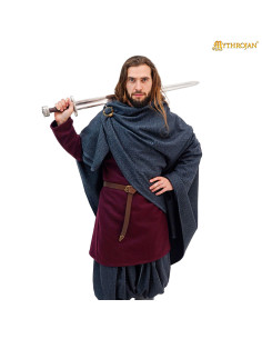 Cape viking médiévale en coton modèle Alaric, couleur bleue