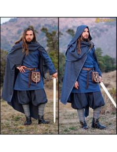 Cape viking médiévale en coton modèle Alaric, couleur bleue 2