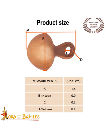 Pack de 5 boutons médiévaux en bronze