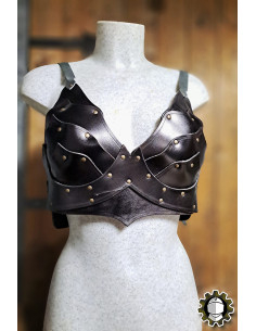Corset médiéval en cuir modèle Senua, couleur noire