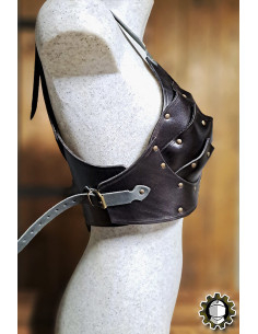 Corset médiéval en cuir modèle Senua, couleur noire 2