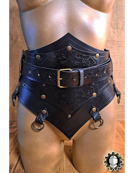 Corset médiéval en cuir avec ceinture...