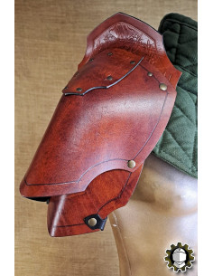 Épaulières médiévales en cuir modèle Senua, couleur marron 2