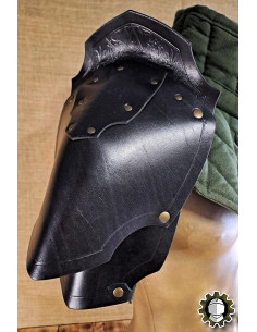 Épaulières médiévales en cuir modèle Senua, couleur noire 2